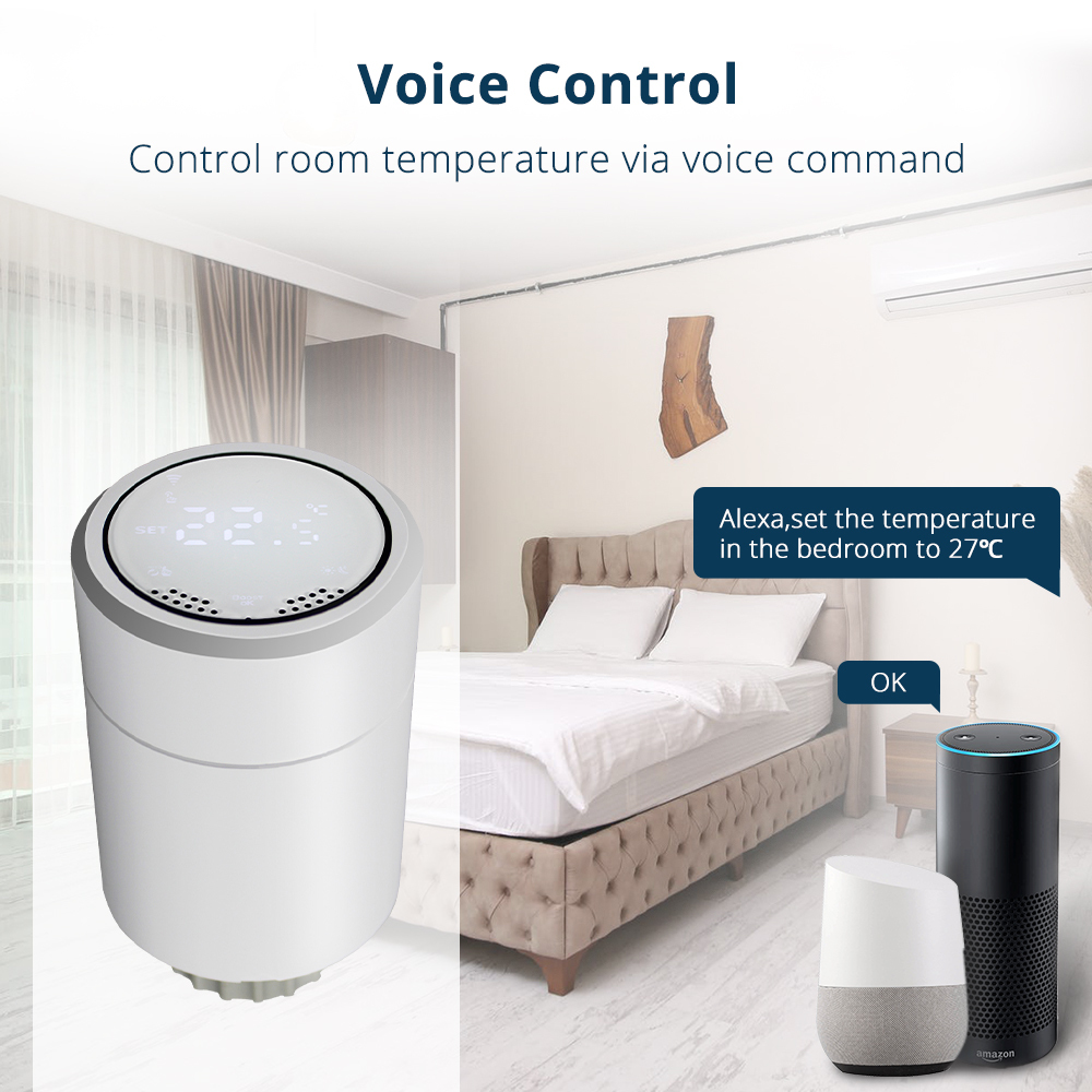 Zemismart Tuya ZigBee3.0 Smart Radiator Actuator Programmable Thermostatic Radiator Valve Temperature Controller Voice Control via Alexa