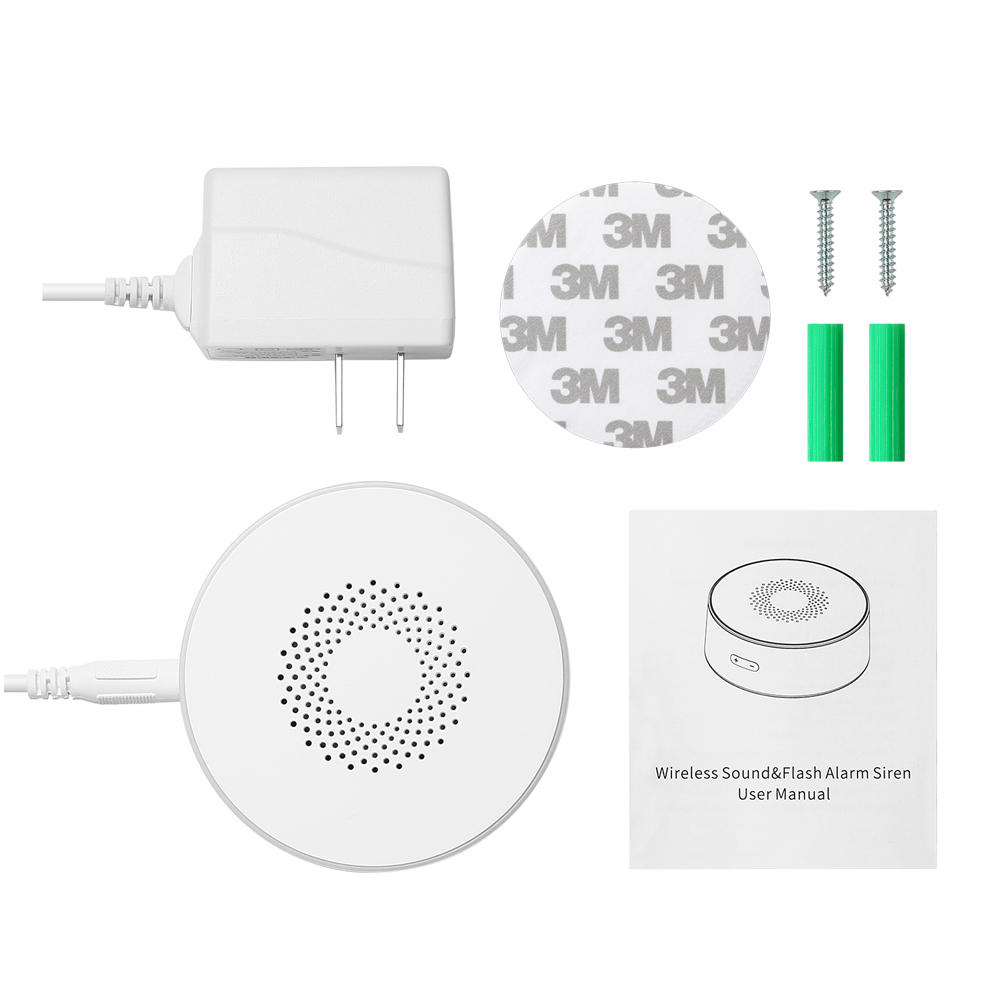 Smart Zigbee Siren Wireless Audible And Visible Alarm 100dB Anti-tamper AC Power Work With Tuya Zigbee Hub And Volume Adjustment