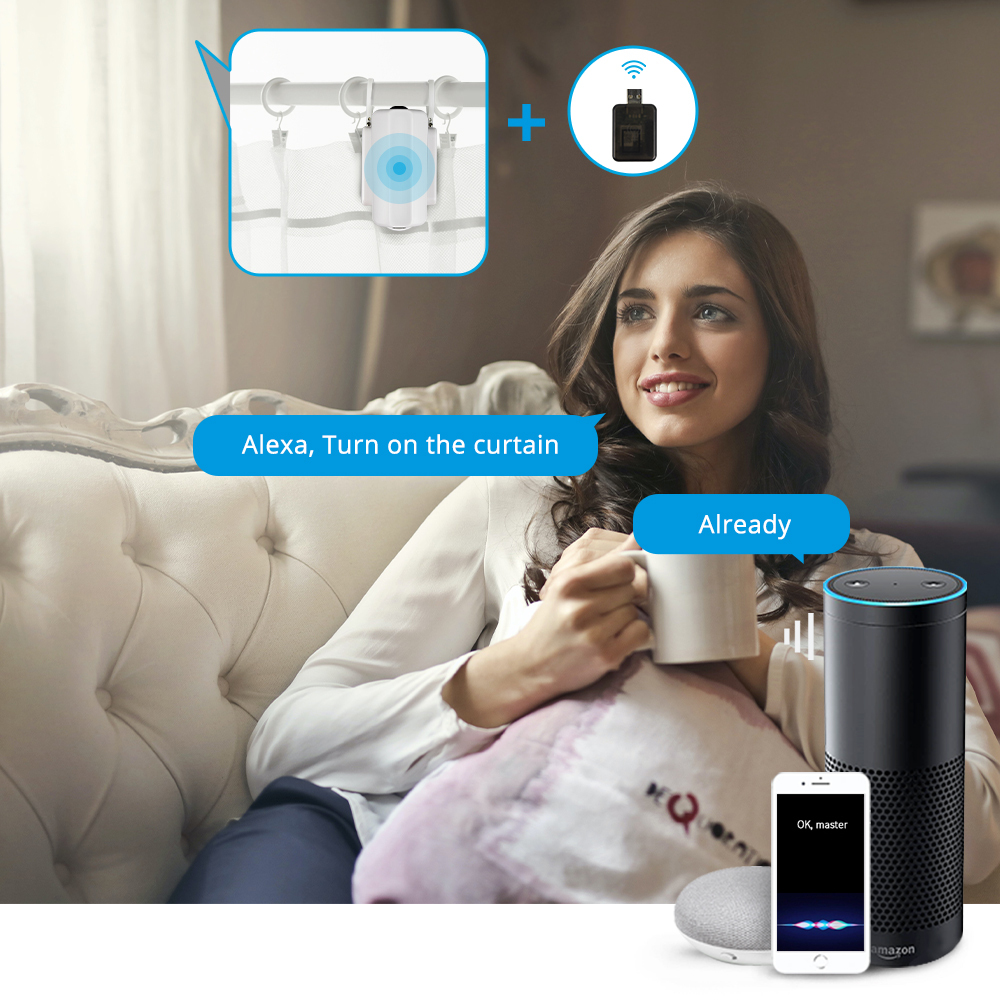 Zemismart Tuya Smart Curtain Driver For Roman curtains Track Smart Life Alexa Google Home Control