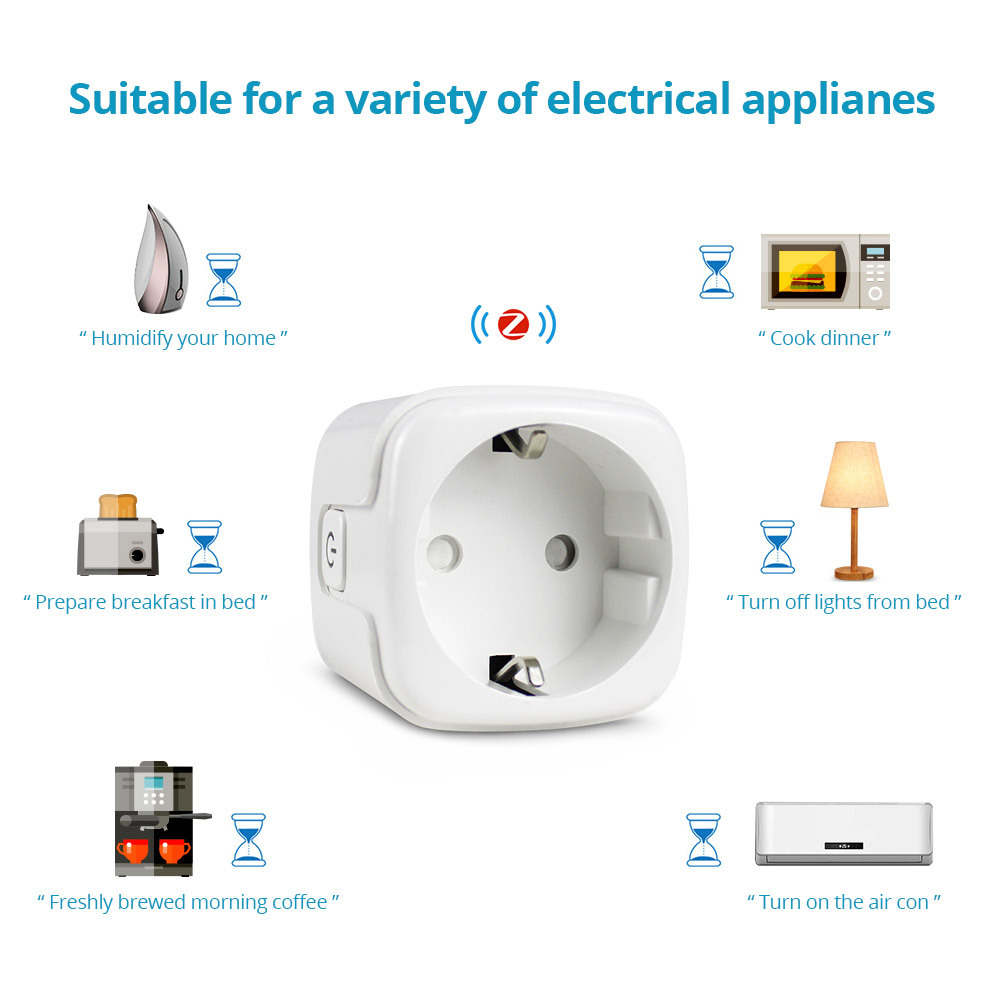 Zemismart ZigBee Smart Power Plug  Socket Timing Function Home Voice Remote works with Tuya Smart Life APP Control With Alexa Google Home