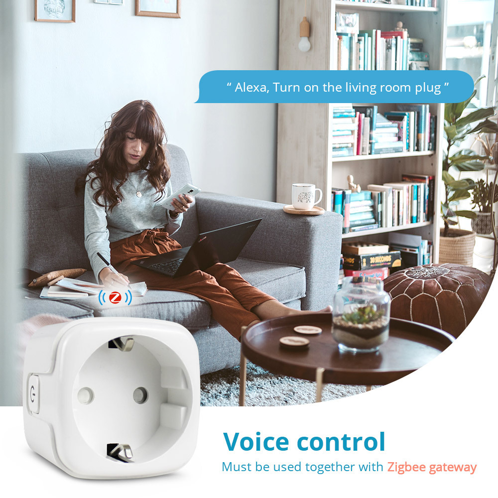 Zemismart ZigBee Smart Power Plug  Socket Timing Function Home Voice Remote works with Tuya Smart Life APP Control With Alexa Google Home