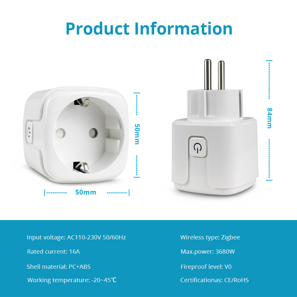 Zemismart ZigBee Smart Power Plug  Socket Timing Function Home Voice Remote works with Tuya Smart Life APP Control With Alexa Google Home