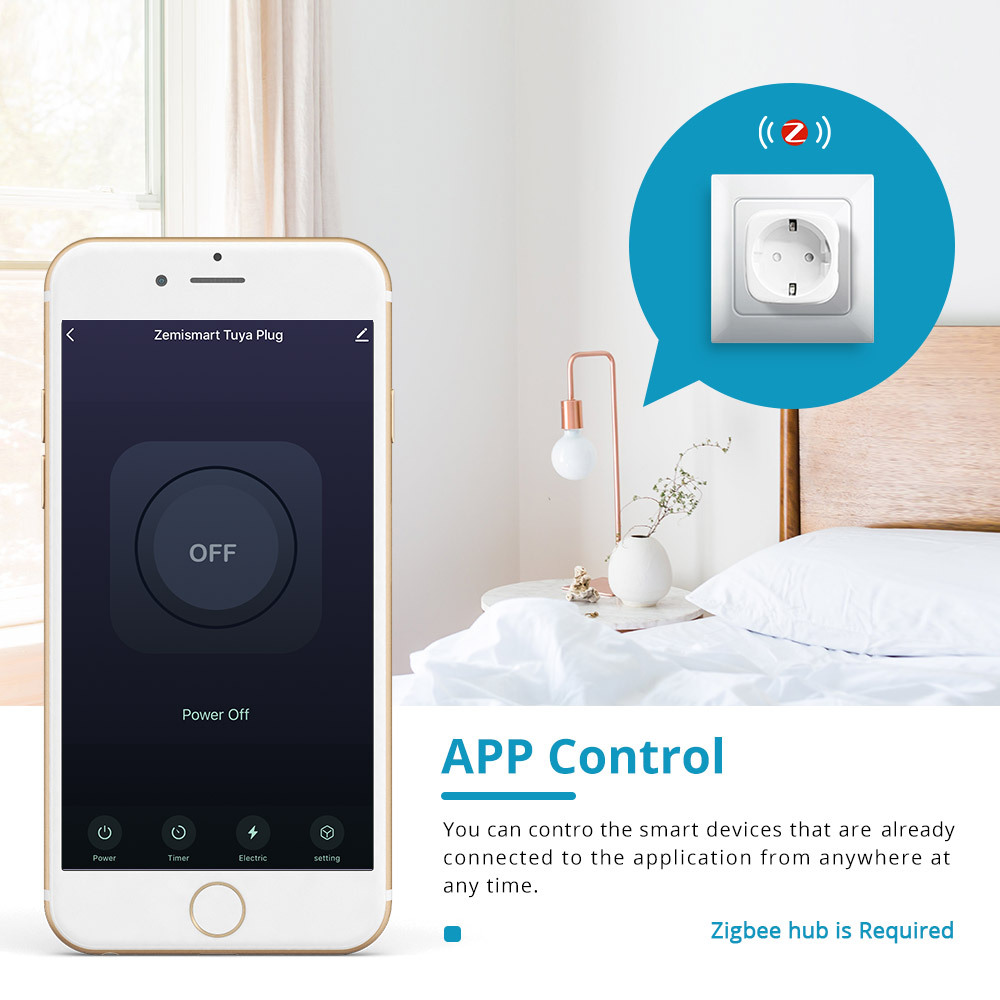Zemismart ZigBee Smart Power Plug  Socket Timing Function Home Voice Remote works with Tuya Smart Life APP Control With Alexa Google Home