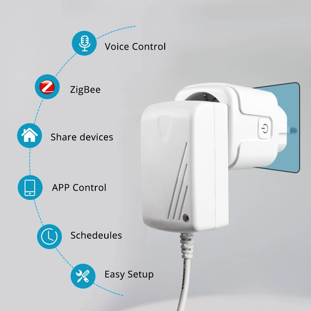 Tuya Wifi/Zigbee Smart Socket EU Plug 16/20A With Power Metering Alexa Voice Mobile APP Remote Control Google Home Yandex Alice
