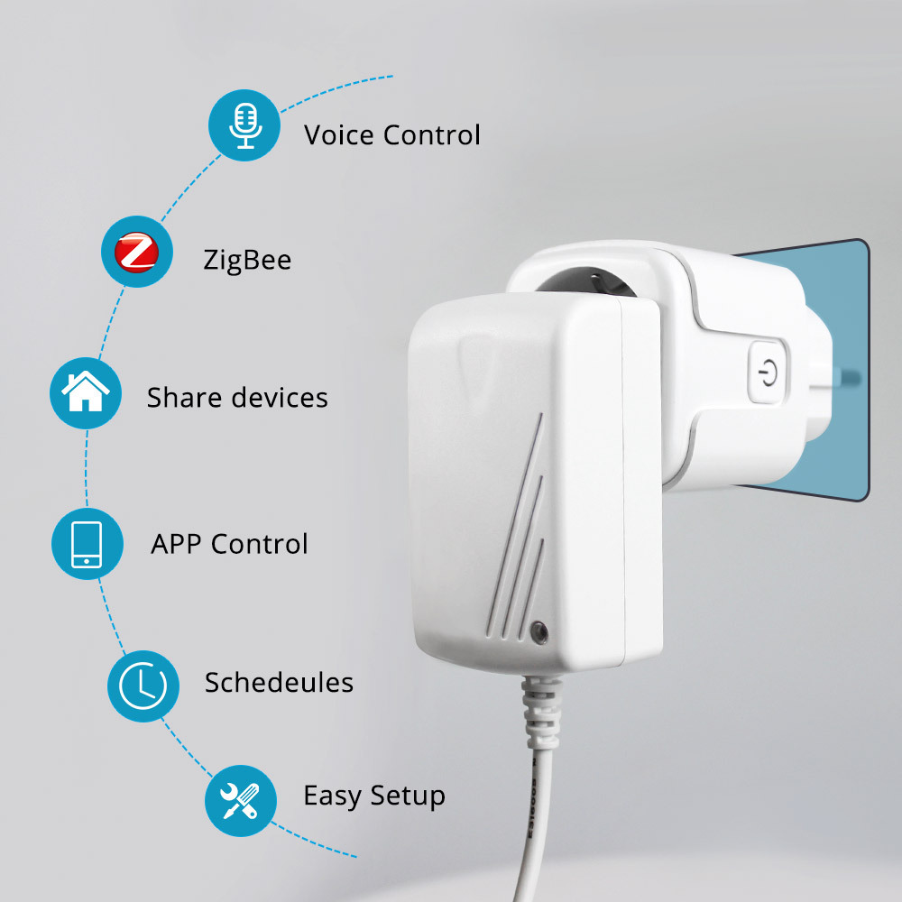 Zemismart ZigBee Smart Power Plug  Socket Timing Function Home Voice Remote works with Tuya Smart Life APP Control With Alexa Google Home