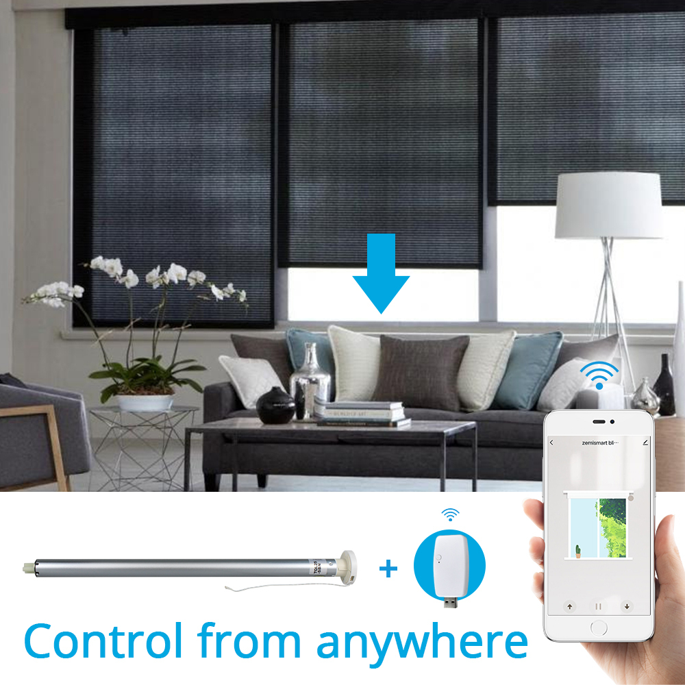 Zemismart Wifi Smart Tubular Motor Roller shade Automatic Curtain System for 38mm Tube Tuya Alexa Google Home