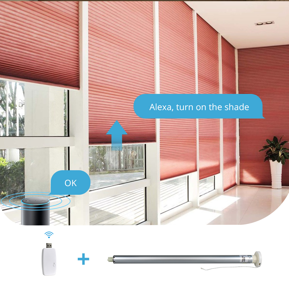 Zemismart Wifi Smart Tubular Motor Roller shade Automatic Curtain System for 38mm Tube Tuya Alexa Google Home