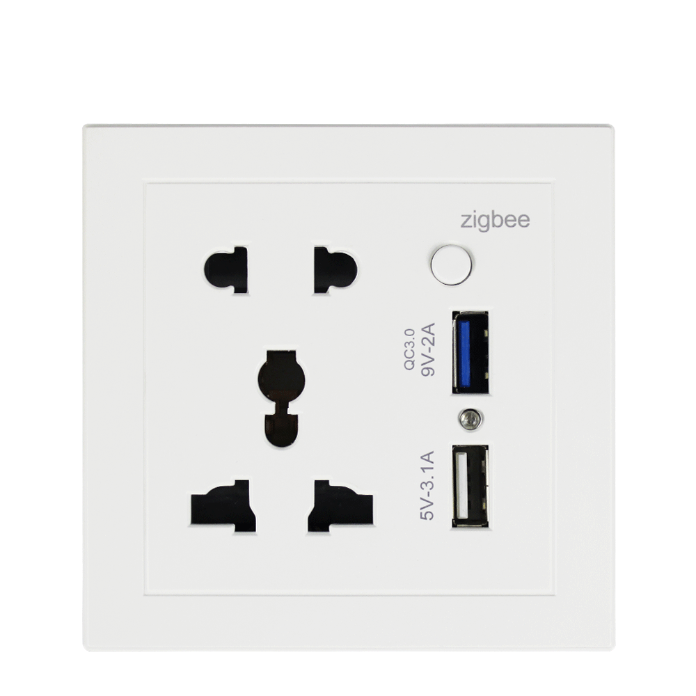 Zemismart Zigbee Smart Outlet Universal Socket with USB Port Smart Home Automation Works With Alexa Google Home