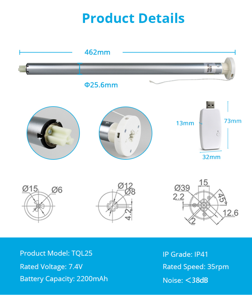 Zemismart Wifi Smart Tubular Motor Roller shade Automatic Curtain System for 38mm Tube Tuya Alexa Google Home