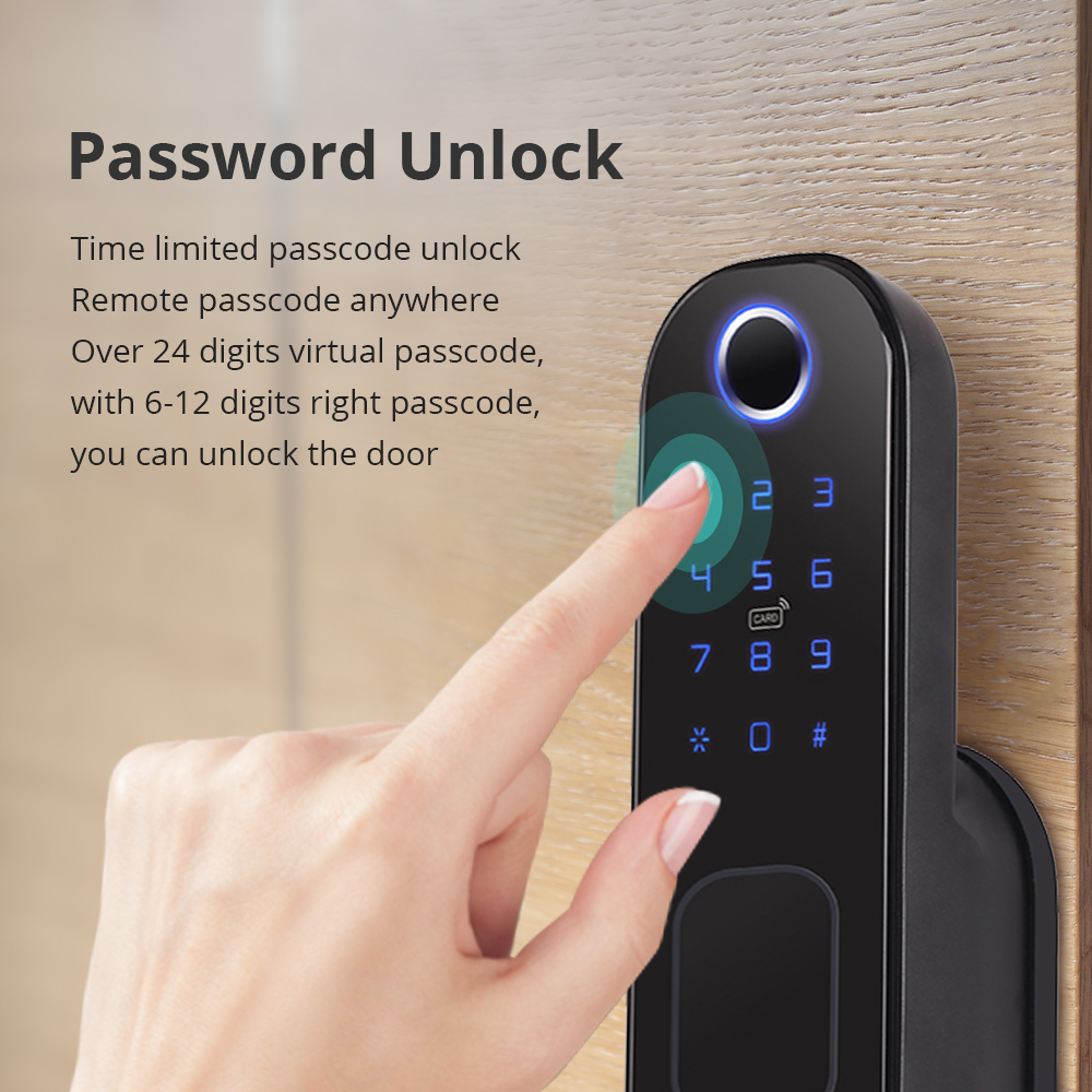 Zemismart WiFi Smart Lock Double Side Fingerprint Security Door Lock Wireless and Biometric Locks Encryption with Keys works with Tuya