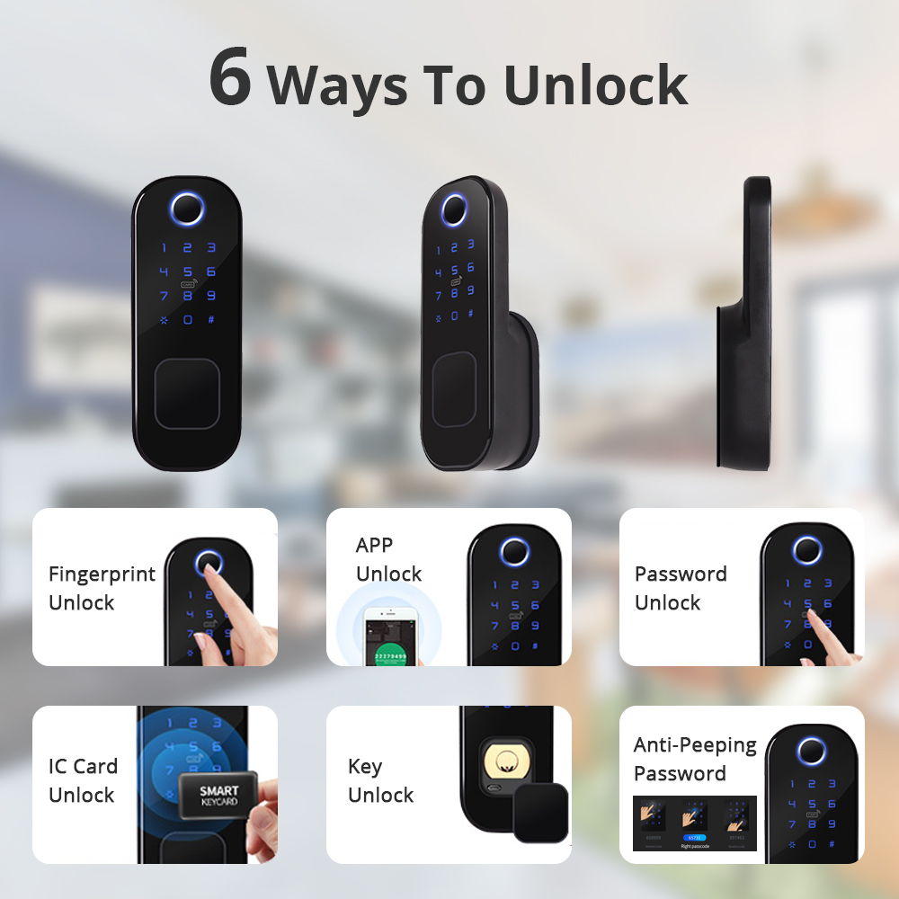 Zemismart WiFi Smart Lock Double Side Fingerprint Security Door Lock Wireless and Biometric Locks Encryption with Keys works with Tuya