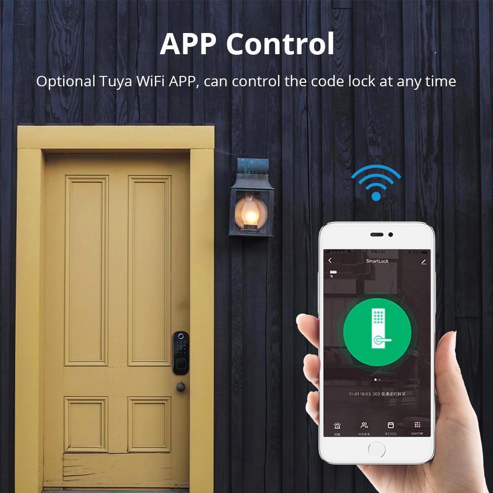 Zemismart WiFi Smart Lock Double Side Fingerprint Security Door Lock Wireless and Biometric Locks Encryption with Keys works with Tuya