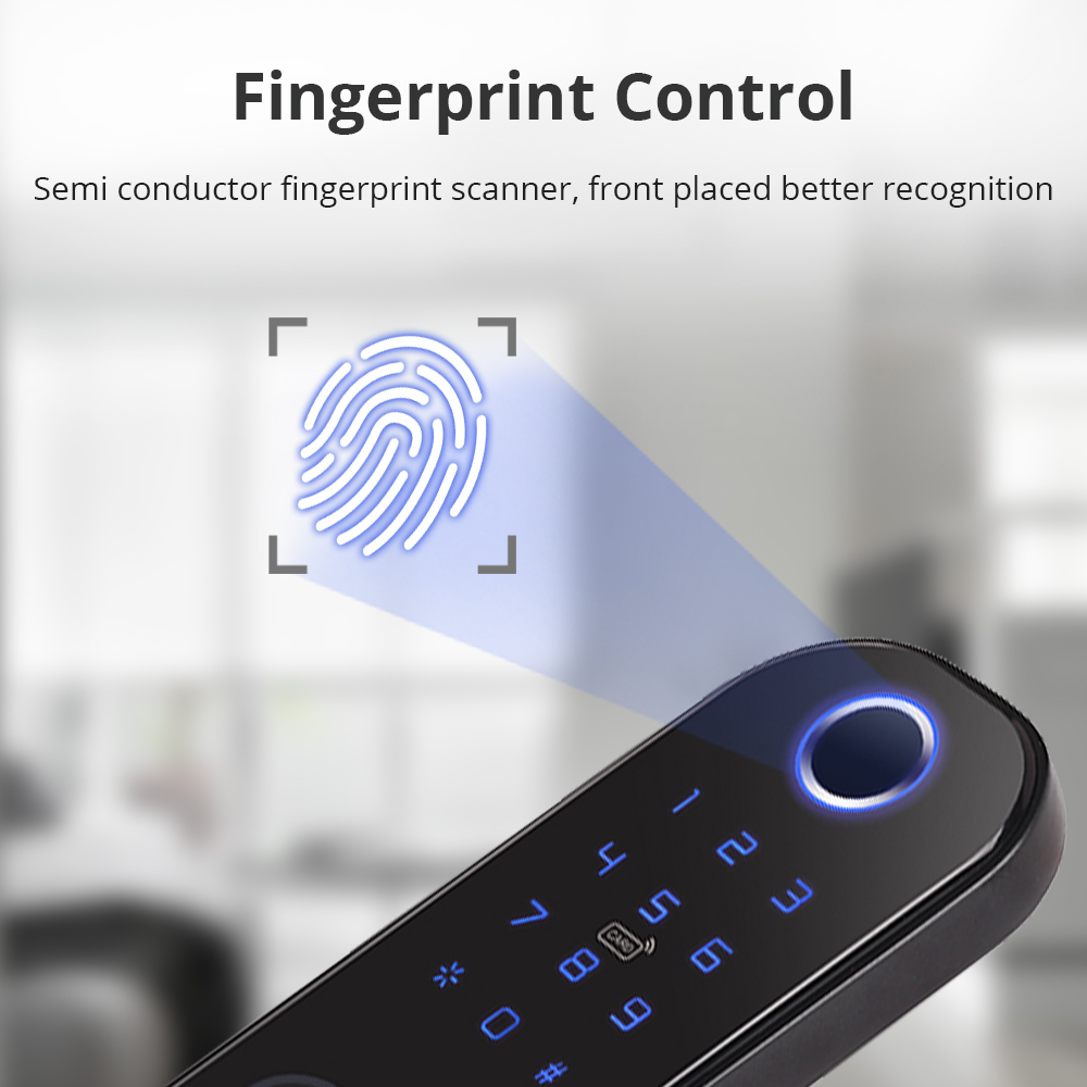 Zemismart WiFi Smart Lock Double Side Fingerprint Security Door Lock Wireless and Biometric Locks Encryption with Keys works with Tuya