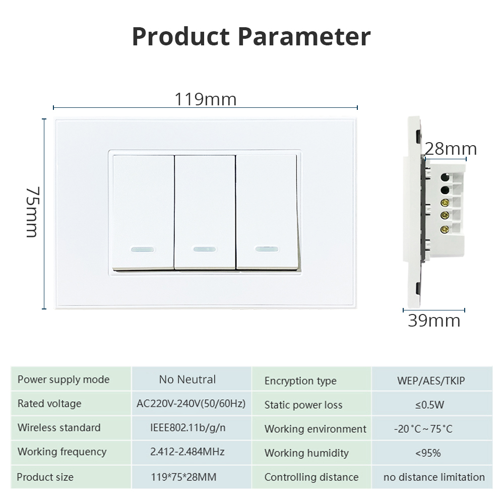 Zemismart Tuya Zigbee No Neutral Wall Light Switch Luxury 1 2 3 Gangs switches 110v-240v Compatible with Smart Life App SmartThings Alexa Google Home