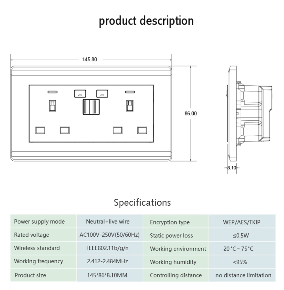Zemismart Tuya Zigbee Smart Socket with 2 USB Charger UK Work with Alexa Google Home IFTTT Voice Control Smart Wall Socket
