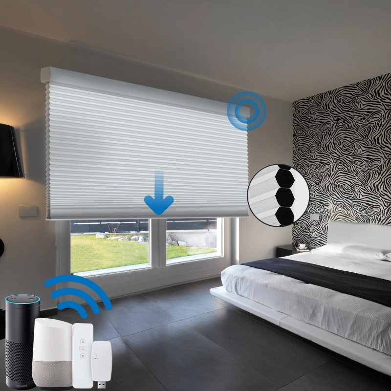 Zemismart Blackout Cellular Shade, Tuya WiFi Electric Honeycomb Blind Built in battery, Alexa Google Home Timer Control