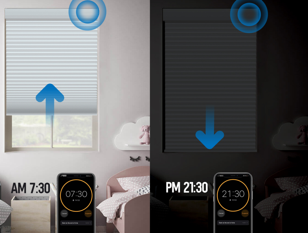 Zemismart Blackout Cellular Shade, Tuya WiFi Electric Honeycomb Blind Built in battery, Alexa Google Home Timer Control