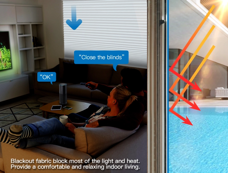 Zemismart Blackout Cellular Shade, Tuya WiFi Electric Honeycomb Blind Built in battery, Alexa Google Home Timer Control
