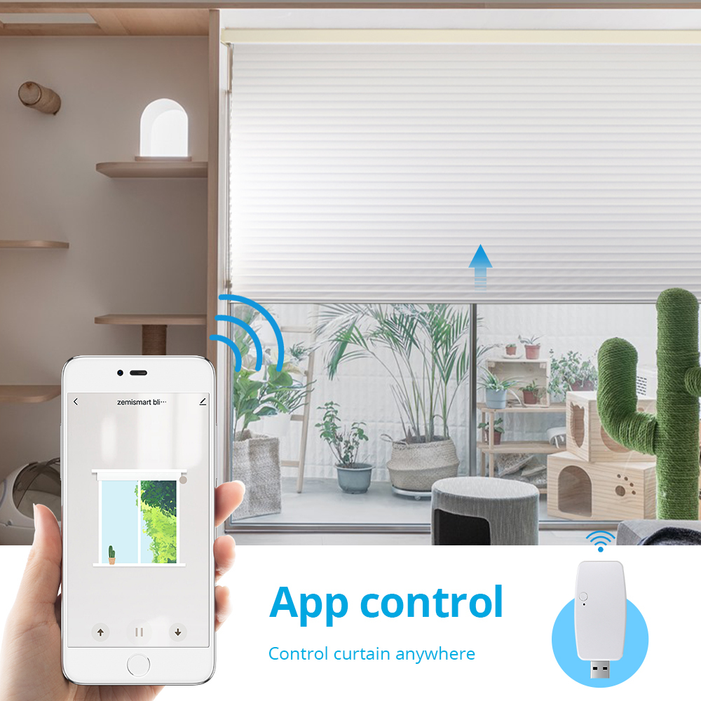 Zemismart Finished Shangri-La Blind Smart Wifi motor Built-in Battery Tuya Alexa Google Home