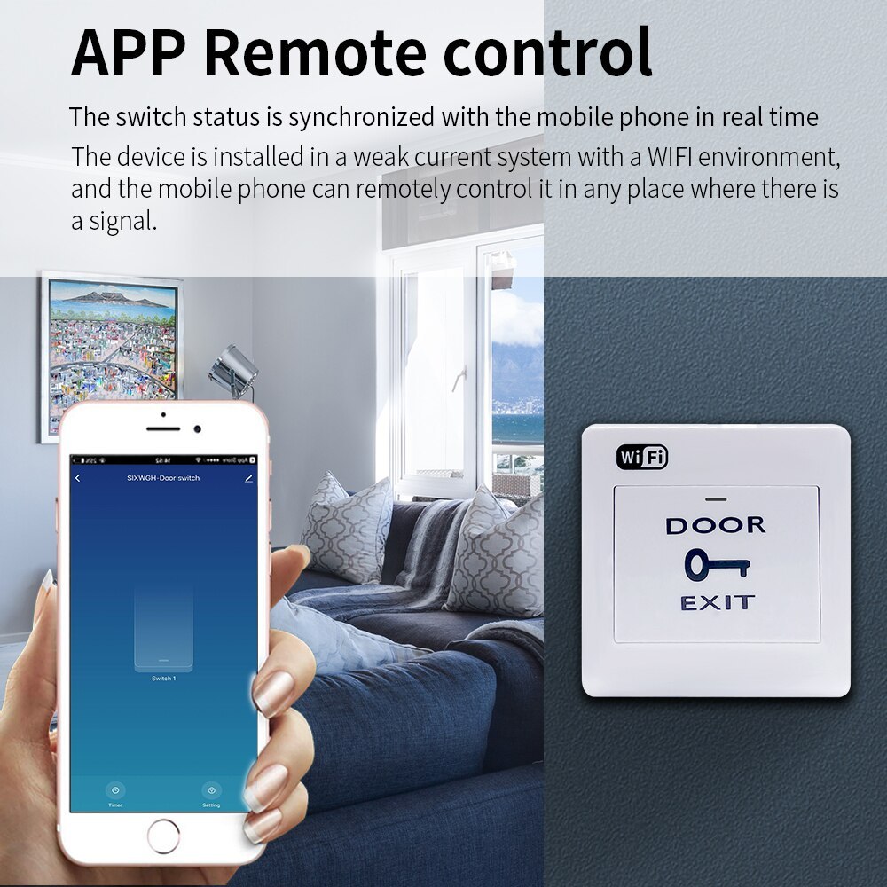 Zemismart Smart Door Lock Switch Tuya WiFi RF433 Push Switch Work with Tuya Smart Life APP Remote Control