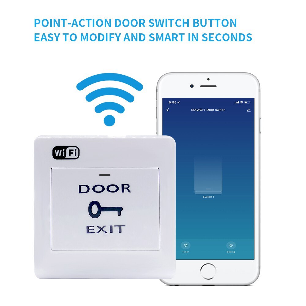 Zemismart Smart Door Lock Switch Tuya WiFi RF433 Push Switch Work with Tuya Smart Life APP Remote Control