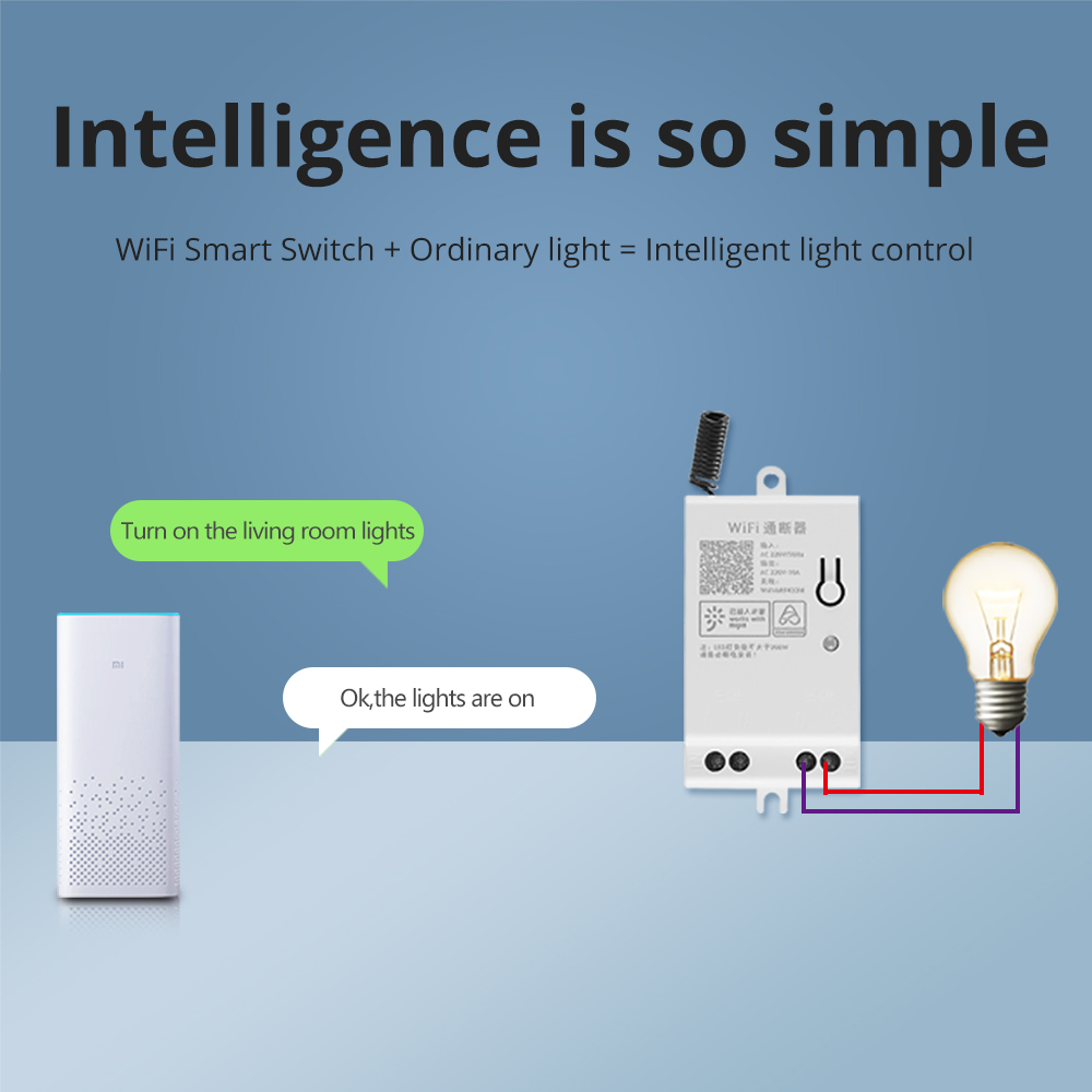 Zemismart Xiaomi Mijia app Smart Switch Wifi Breaker Compatible with the original Traditional Remote Control Wall Switch 220V 10A