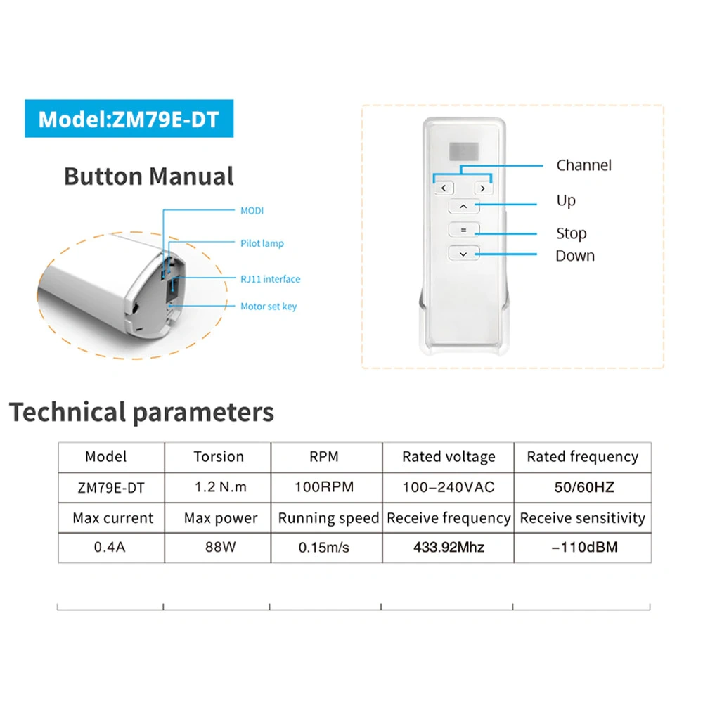 Accessories for ZM79 motor,  curtains, track belts, gear loader, socket with gearbox