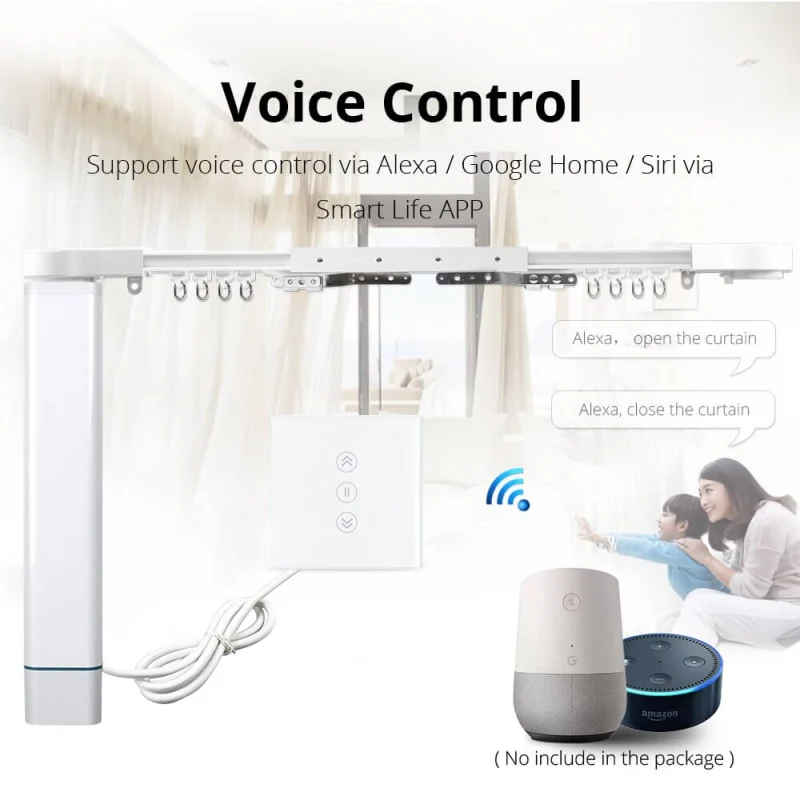 Smart House Motorized Zigbee Smart Curtains With Curtain Track Wall Switch SmarThings Control
