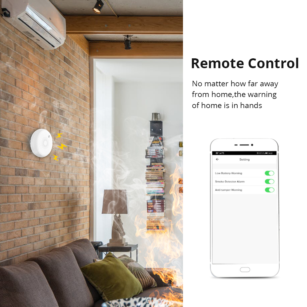 Zemismart Zigbee Smart Smoke Sensor  Smart Home Device Surveillance Wireless Smoke Detector works with Tuya