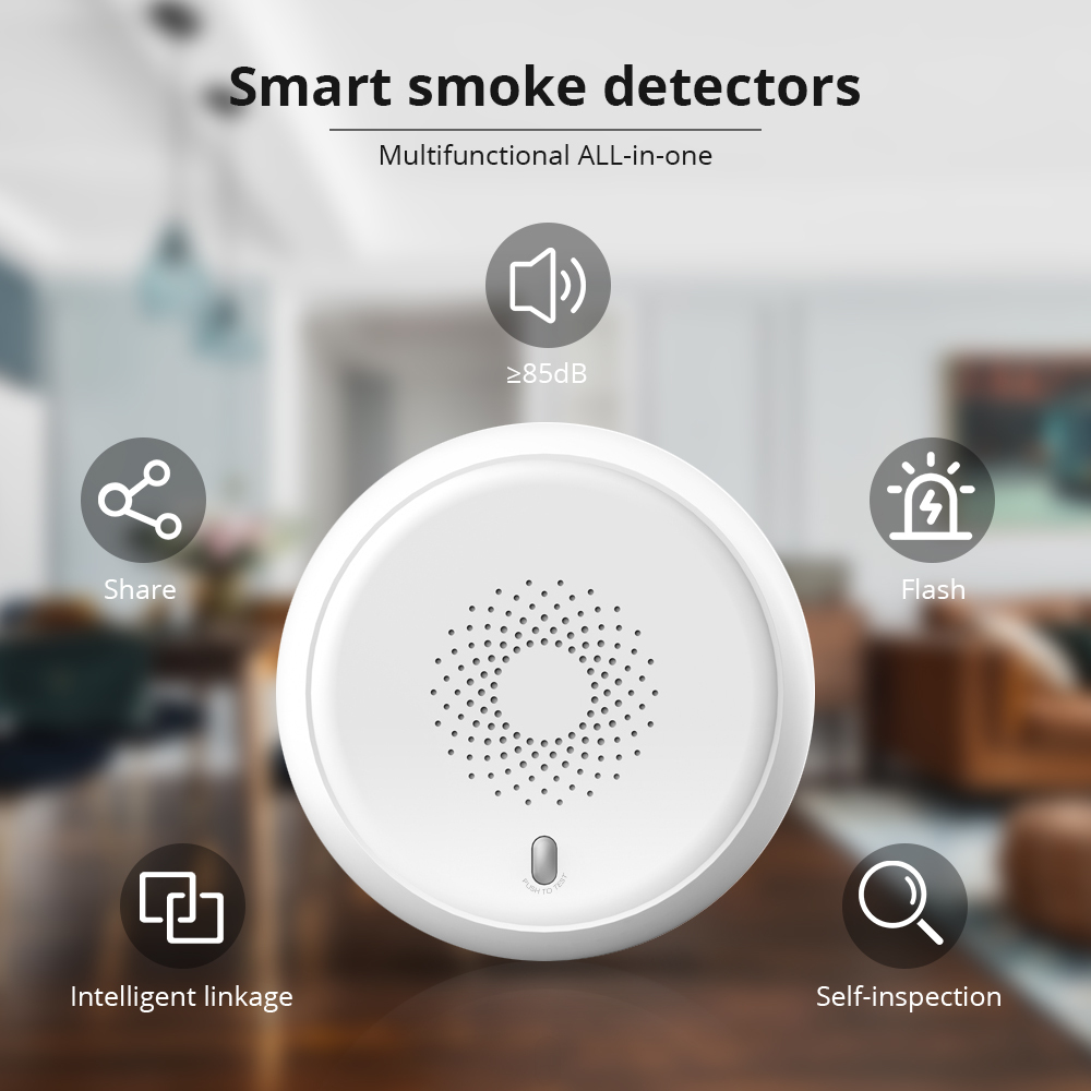 Zemismart Zigbee Smart Smoke Sensor  Smart Home Device Surveillance Wireless Smoke Detector works with Tuya