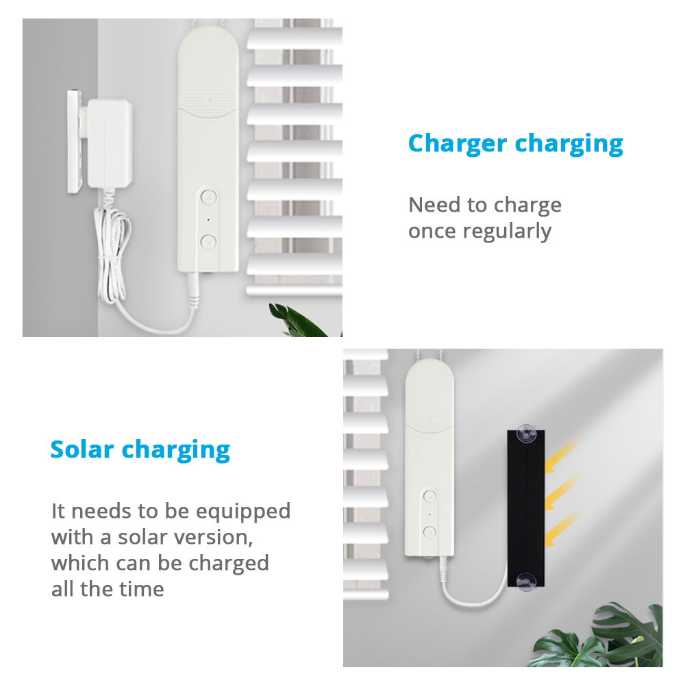 Zemismart Tuya WiFi Smart Blinds Chain Motor with Solar Panel Electric Roller Shades Driver Alexa Google Home Built-in Battery