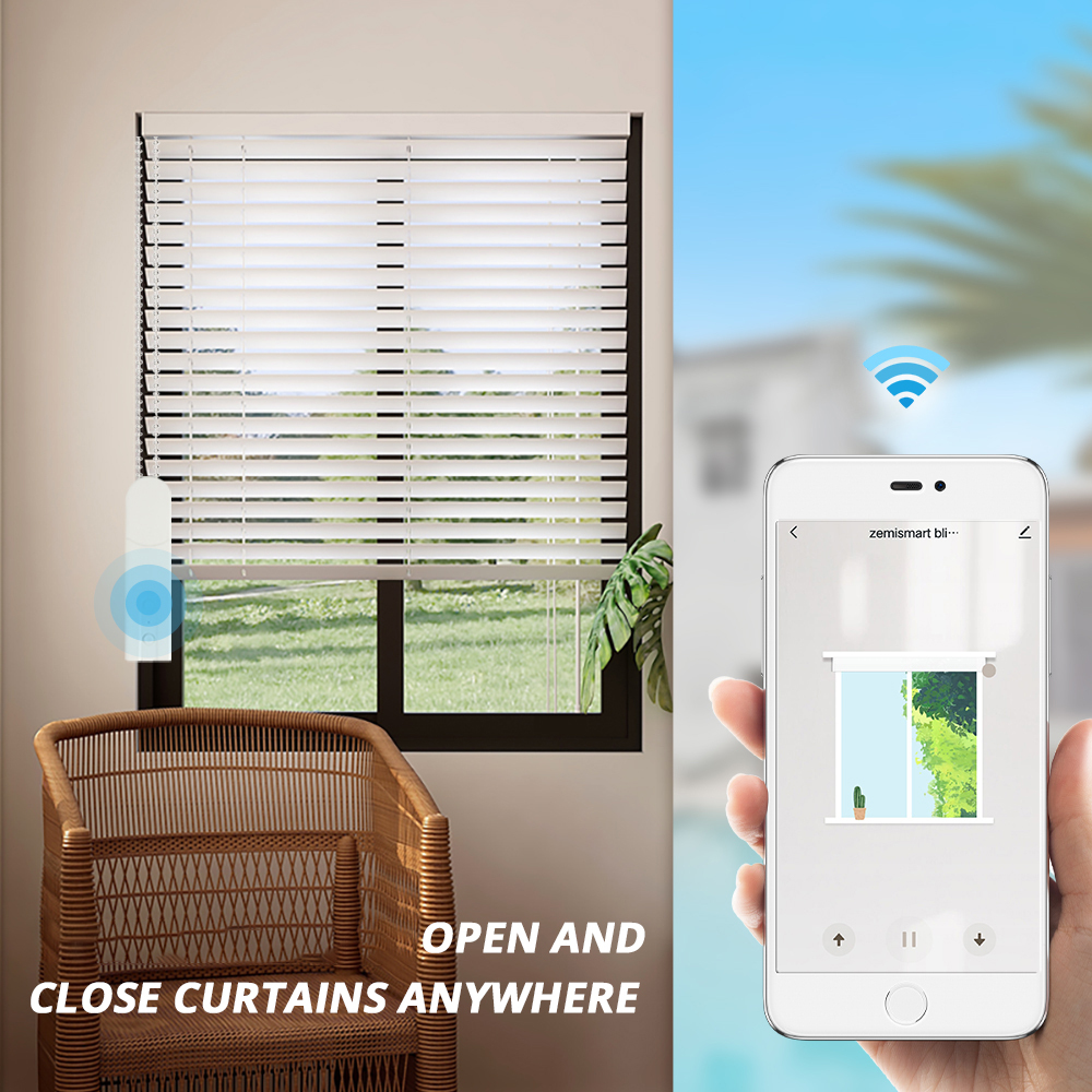 Zemismart Tuya WiFi Smart Blinds Chain Motor with Solar Panel Electric Roller Shades Driver Alexa Google Home Built-in Battery