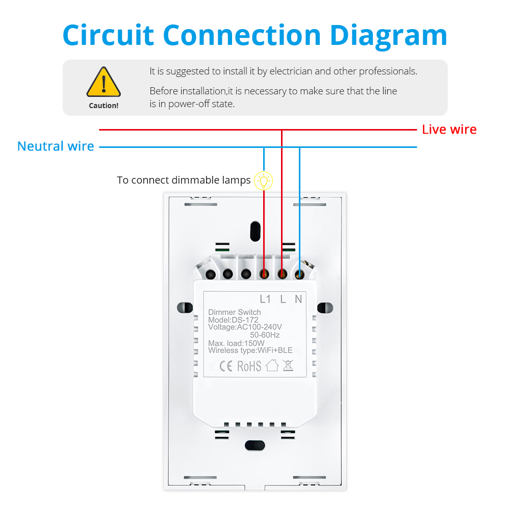 Zemismart Tuya WiFi Control Smart Dimmer Switch US Alexa Google Home APP Voice Control Touch Timer Brightness Adjustable Switch
