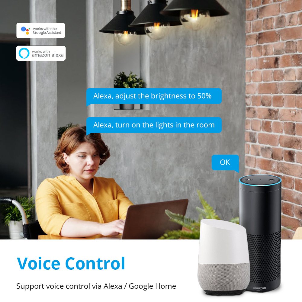 Zemismart Tuya WiFi Control Smart Switch EU Dimmer Alexa Google Home IFTTT APP Control Touch Timer Brightness Adjustable