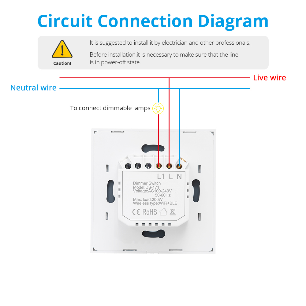 Zemismart Tuya WiFi Control Smart Switch EU Dimmer Alexa Google Home IFTTT APP Control Touch Timer Brightness Adjustable