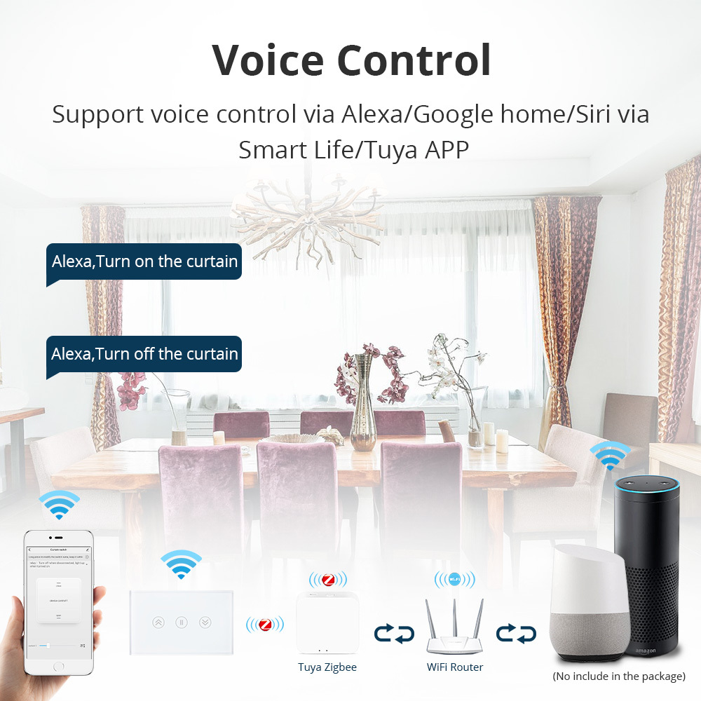 Zemismart New Design US Zigbee Curtain Switch Alexa Google Home Smart Life TUYA Blind Wall Switches