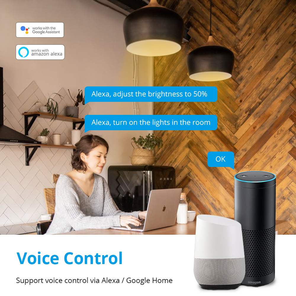 Zemismart Tuya WiFi Control Smart Dimmer Switch US Alexa Google Home APP Voice Control Touch Timer Brightness Adjustable Switch