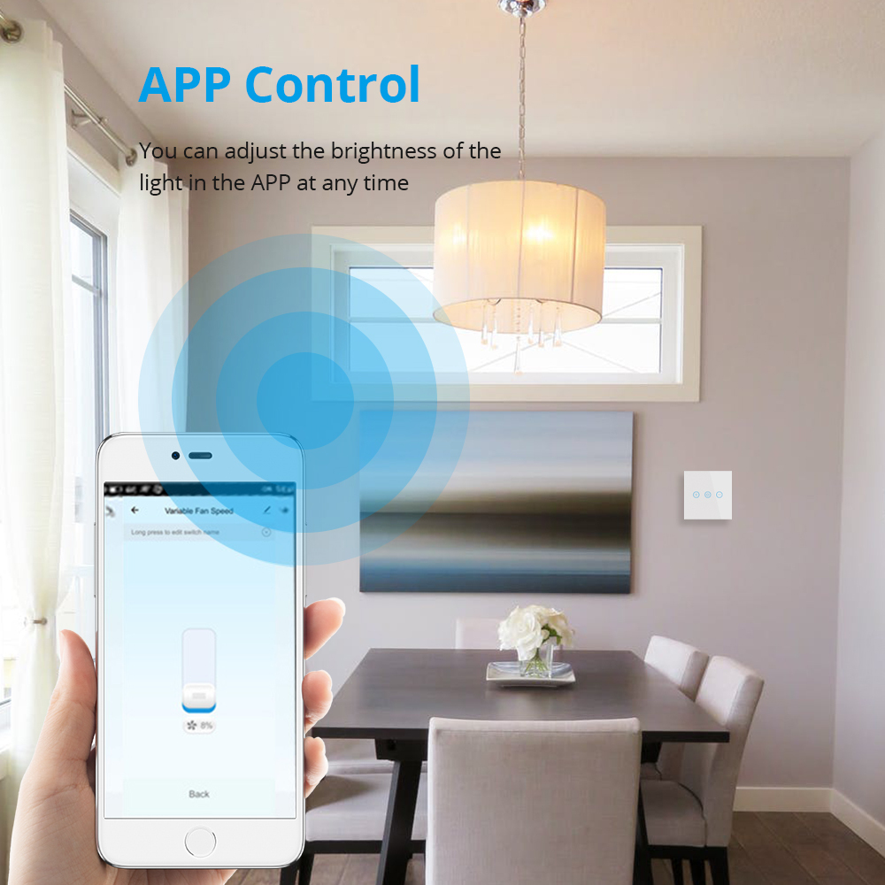Zemismart Tuya WiFi Control Smart Switch EU Dimmer Alexa Google Home IFTTT APP Control Touch Timer Brightness Adjustable
