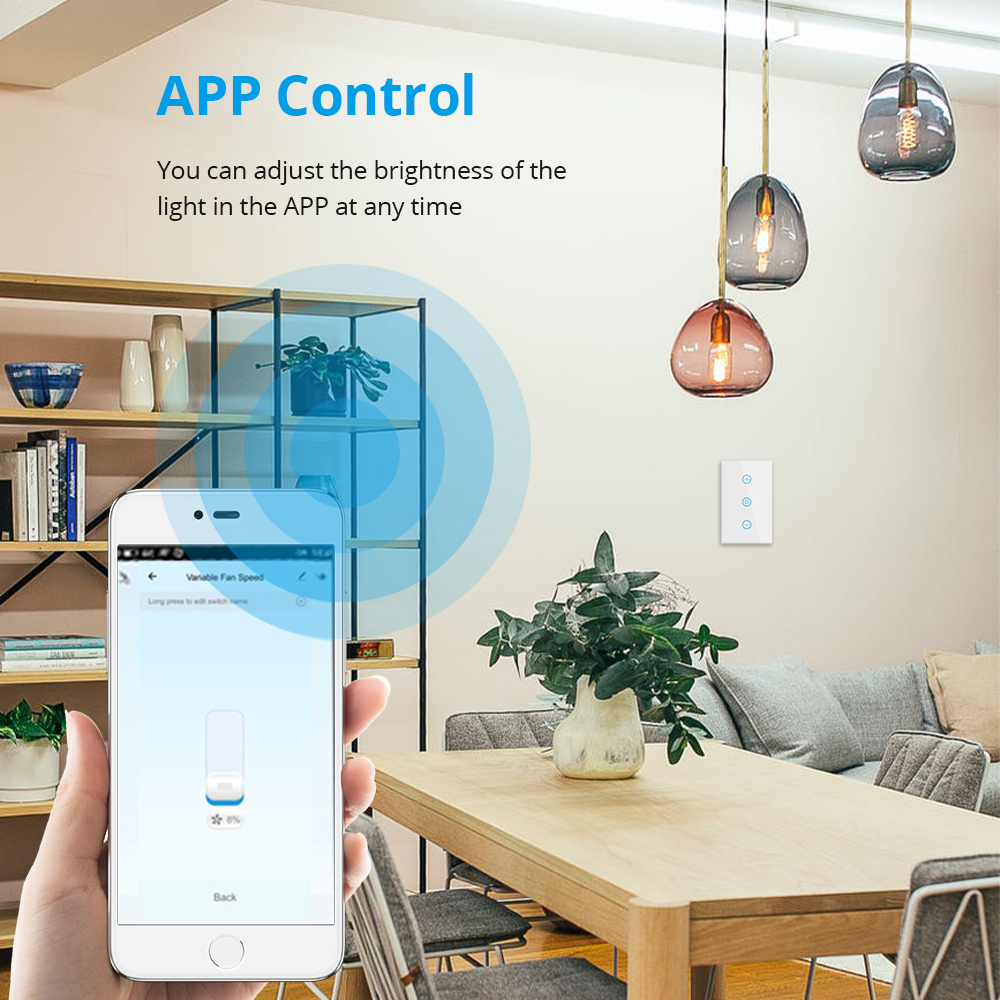 Zemismart Tuya WiFi Control Smart Dimmer Switch US Alexa Google Home APP Voice Control Touch Timer Brightness Adjustable Switch