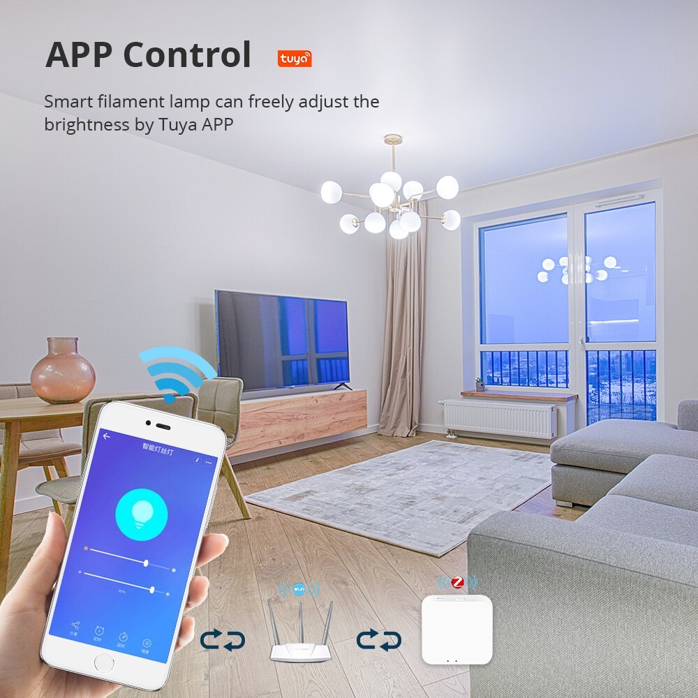 Zemismart Zigbee A60 Dual Color Led Filament Bulb E27 Tuya Smart Tungsten Lamp 220V Retro Incandescent Bulb Alexa Smartthings