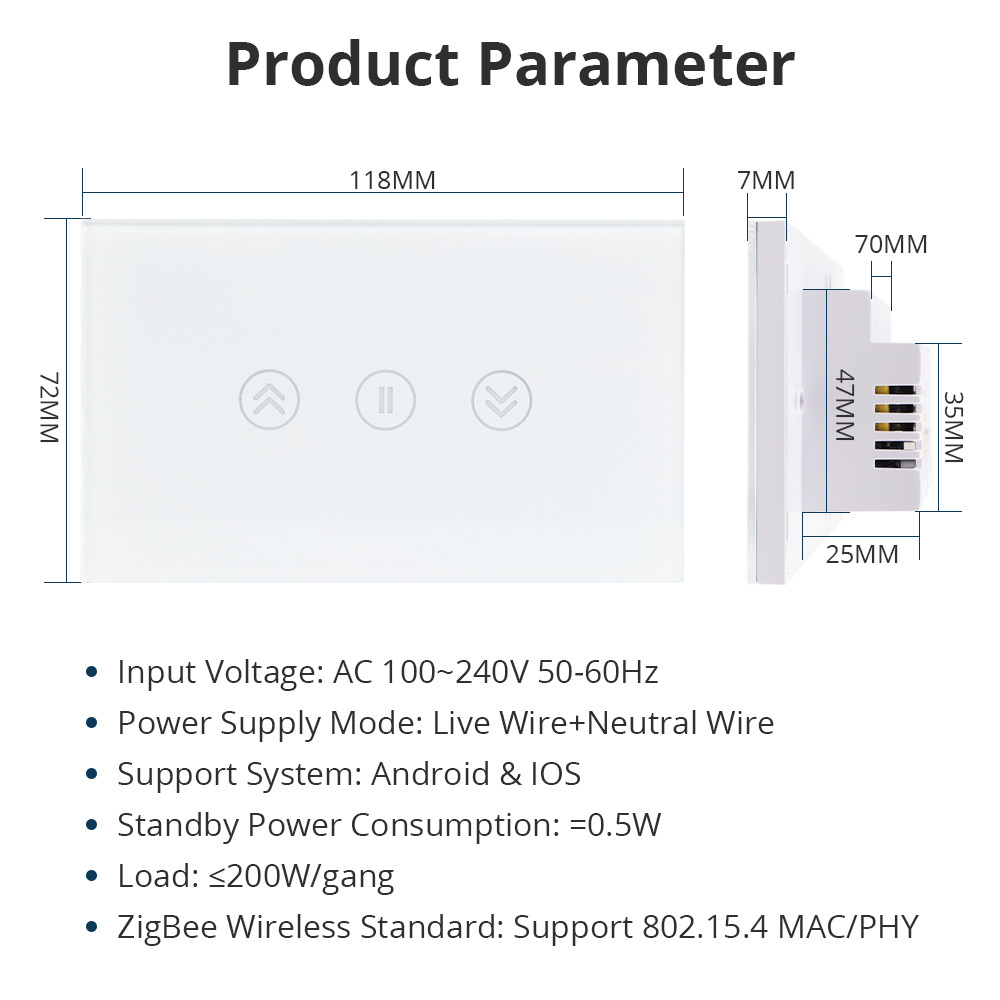 Zemismart New Design US Zigbee Curtain Switch Alexa Google Home Smart Life TUYA Blind Wall Switches