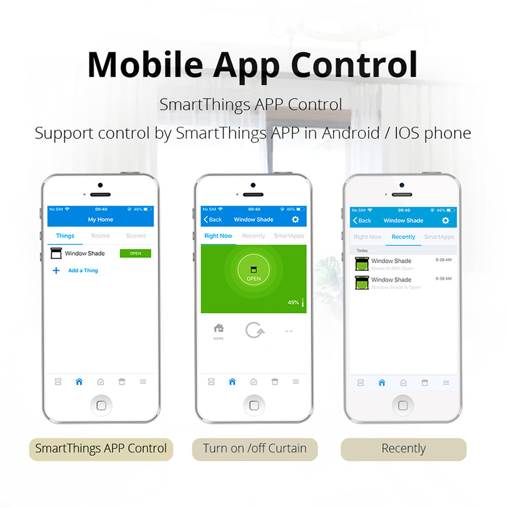 Zemismart Smartthings Control Z-wave Motorize Curtain  With Track Customized Smart Curtains Smartthing Control