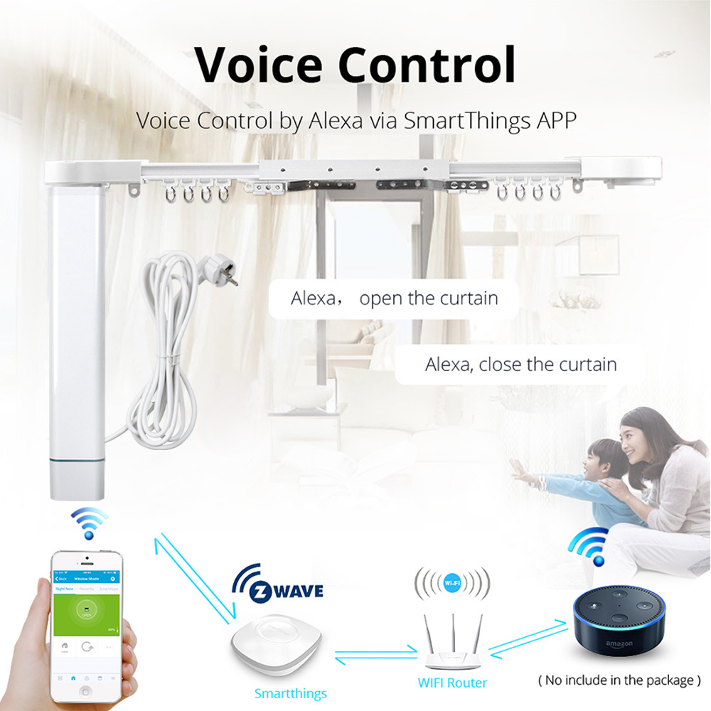 Zemismart Smartthings Control Z-wave Motorize Curtain  With Track Customized Smart Curtains Smartthing Control