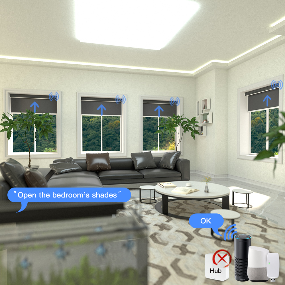 Zemismart Blackout Roller Shade,Window Blind With Rechargable Motor, Smart Home Control by Tuya APP Work with Google home Alexa