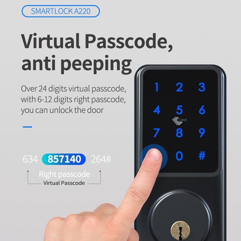 Zemismart WiFi Smart Electronic Door Lock APP Password IC Cards Unlock DigitaI Keyless Deadbolt Lock works with Tuya
