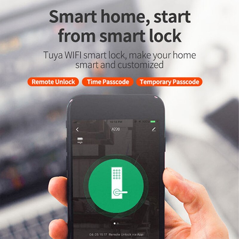 Zemismart WiFi Smart Electronic Door Lock APP Password IC Cards Unlock DigitaI Keyless Deadbolt Lock works with Tuya
