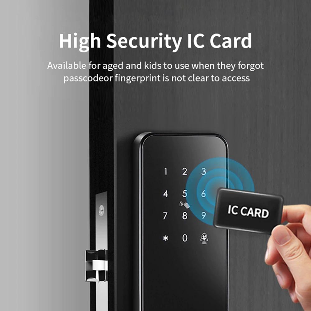 Zemismart Smart WiFi Electronic Door Lock with Doorbell Alert Security For Hotel Apartment Fingerprint works with Tuya APP Card Key Unlock
