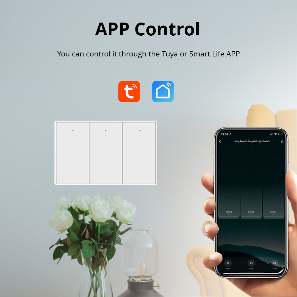 Zemismart Tuya Zigbee No Neutral Push Switch Wall Light US Interruptor Smart Life App Timer Alexa Google Home Voice Control