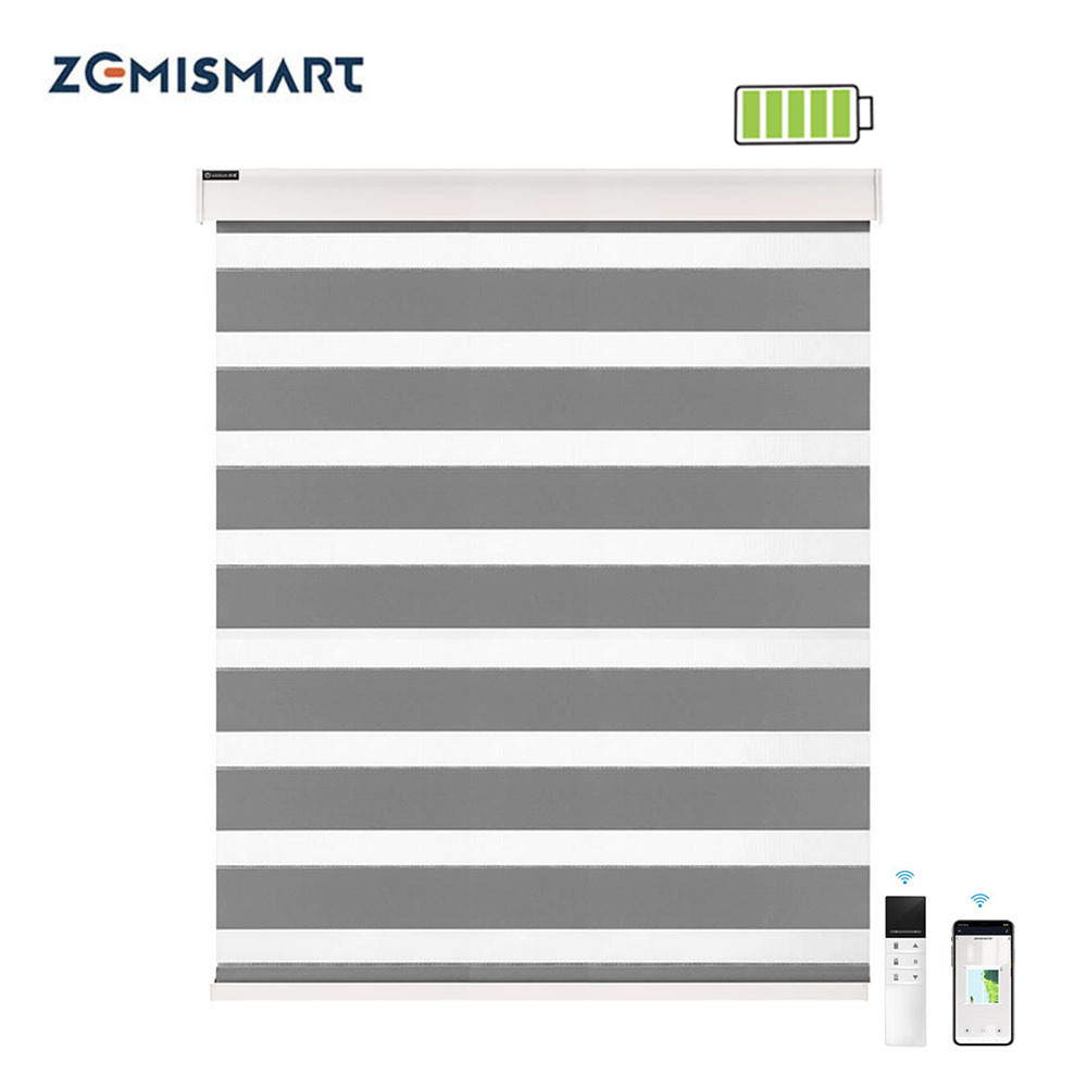 Zemismart Zigbee Electric Zebra Shade With Motor Built-in Battery Smart Shutters shades works with Tuya Smart Life Zebra Alexa Googl Home Control