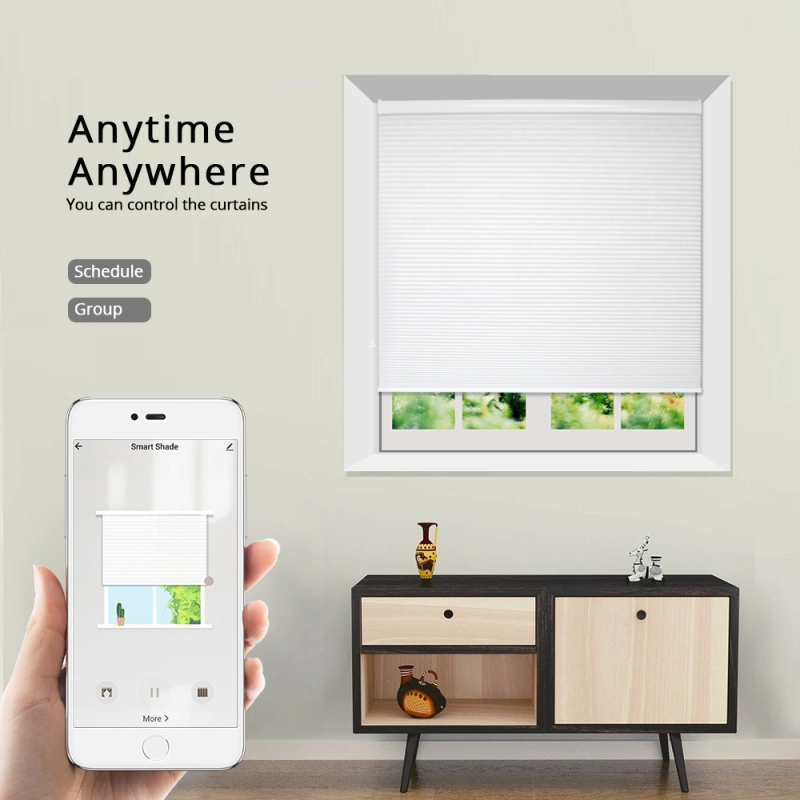 Zemismart Light Filtering Cellular Shades with Wired Motor,  Tuya Zigbee Electric Honeycomb Blind Engine ,Smart Life Alexa Google Home Control